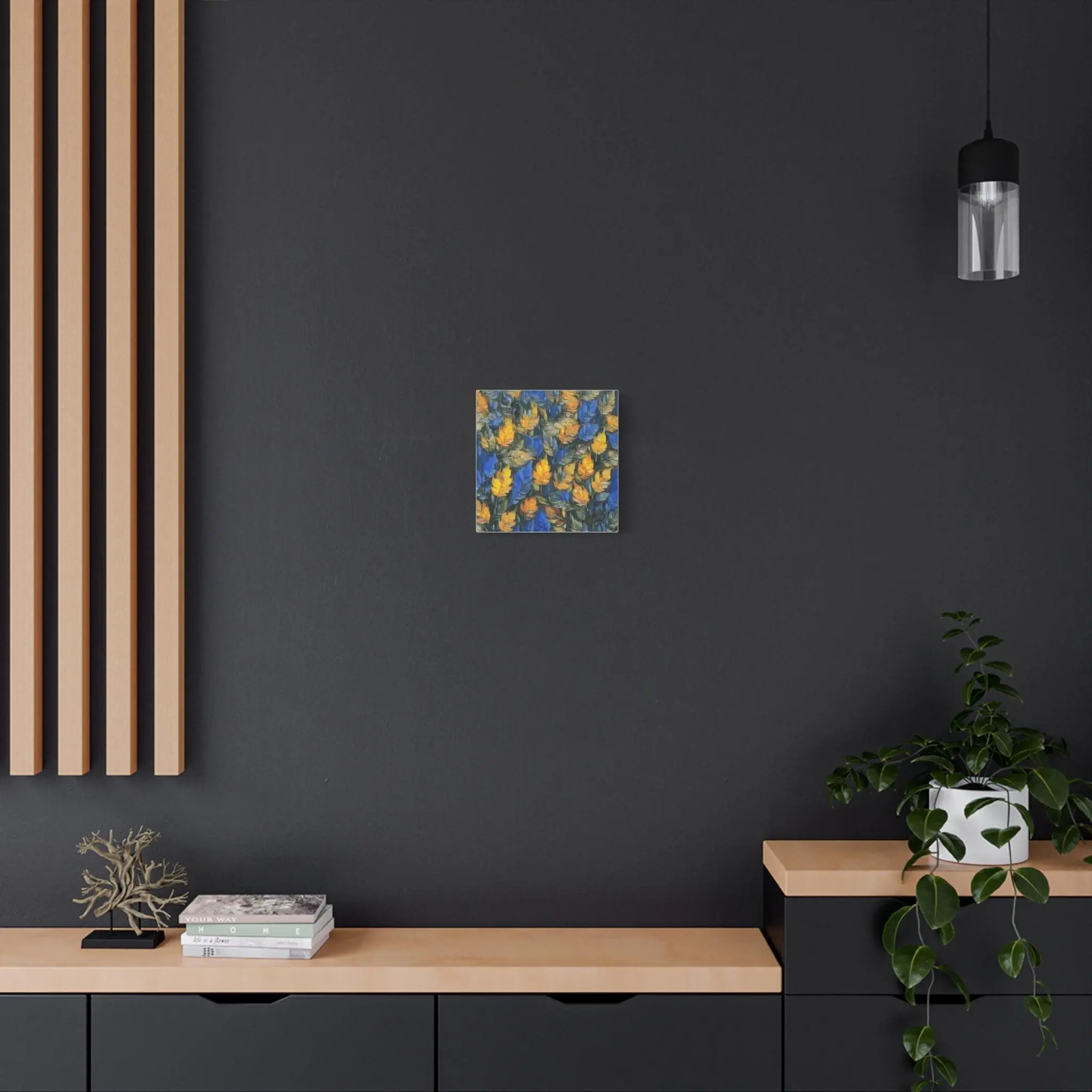 Blue and Gold Leaf - Canvas Wall Art