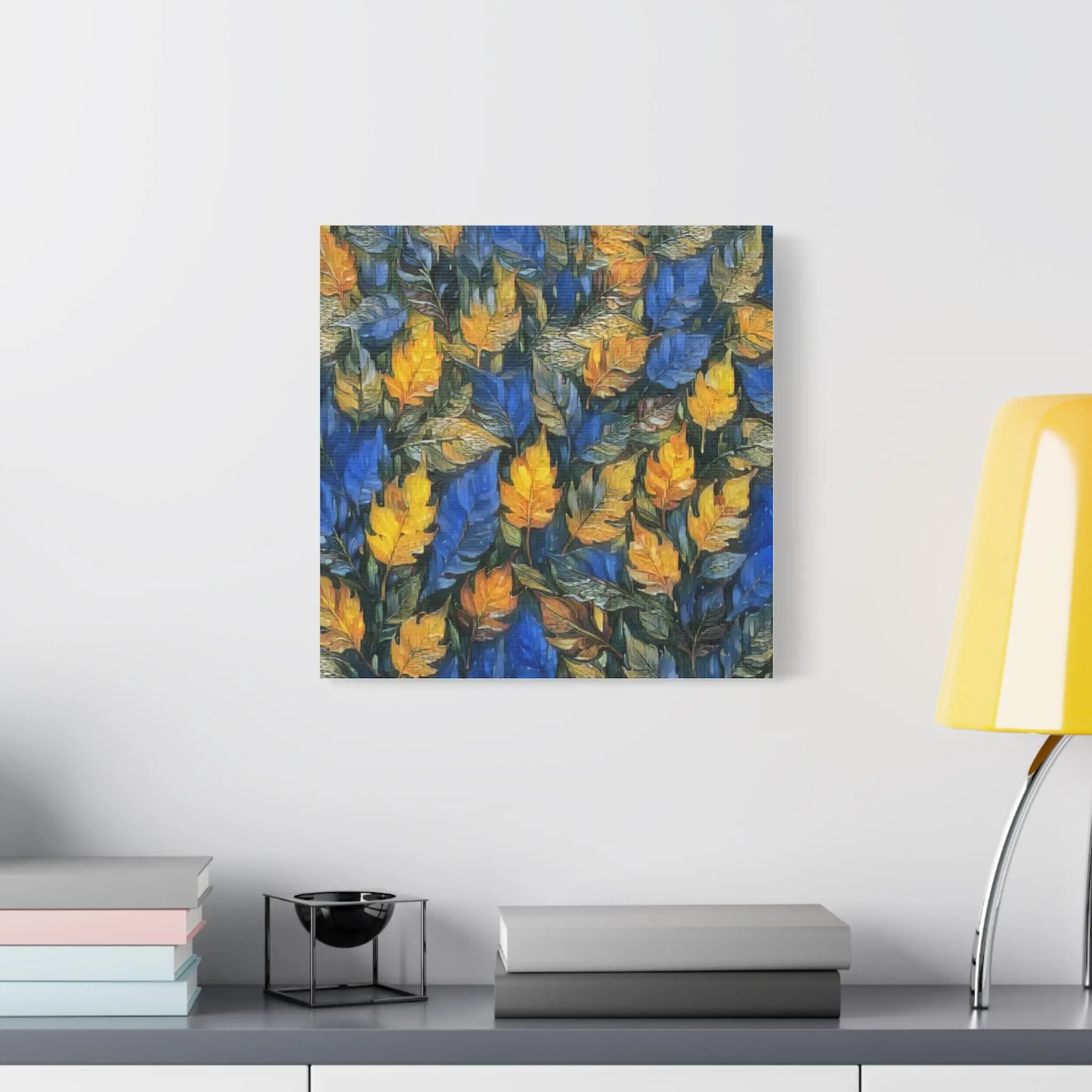 Blue and Gold Leaf - Canvas Wall Art