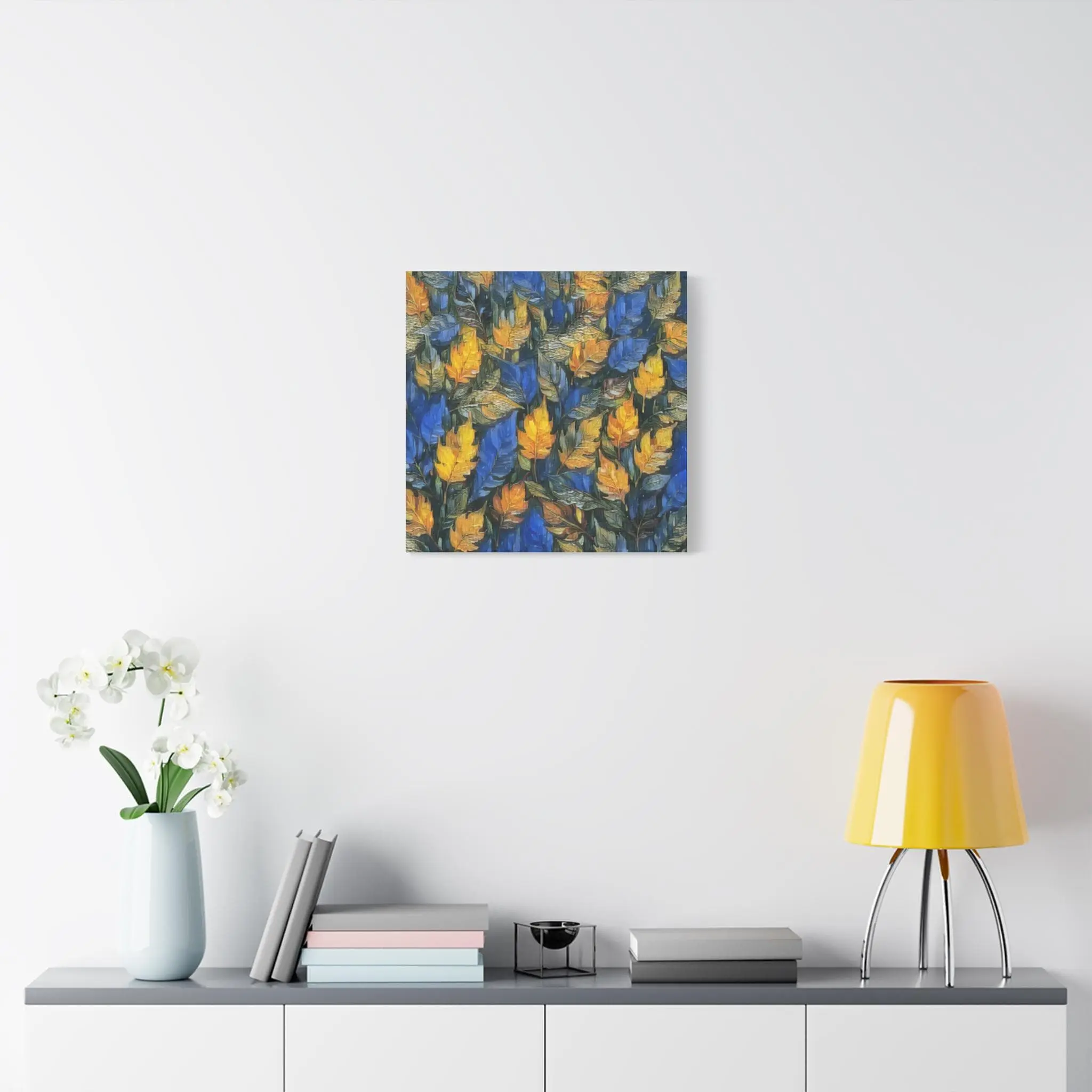 Blue and Gold Leaf - Canvas Wall Art