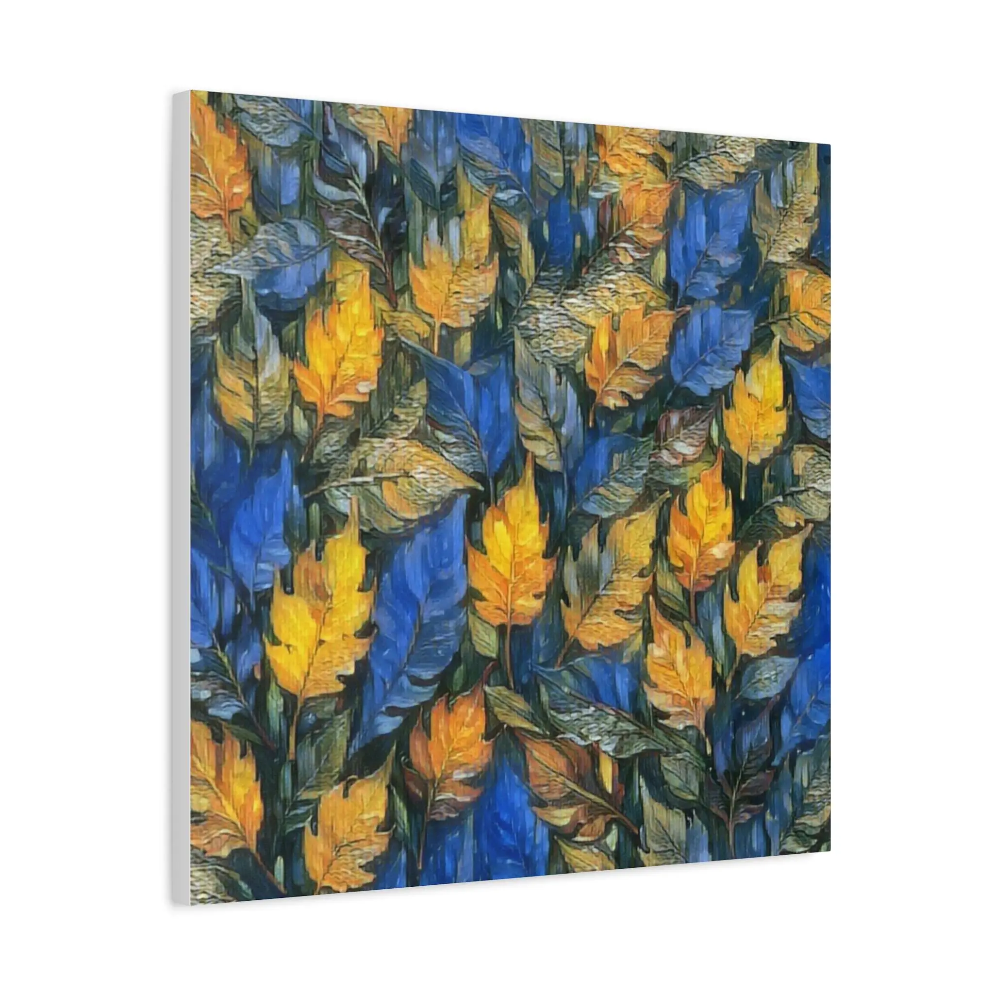 Blue and Gold Leaf - Canvas Wall Art