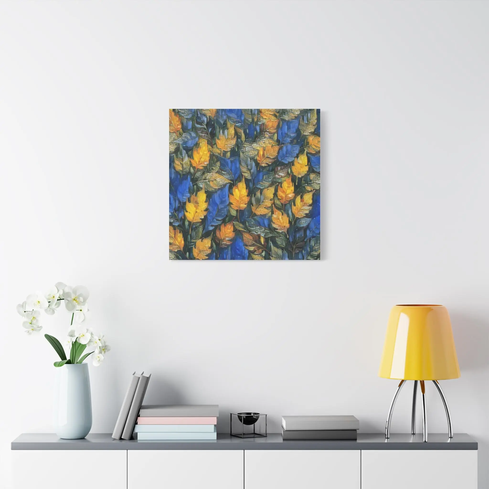 Blue and Gold Leaf - Canvas Wall Art