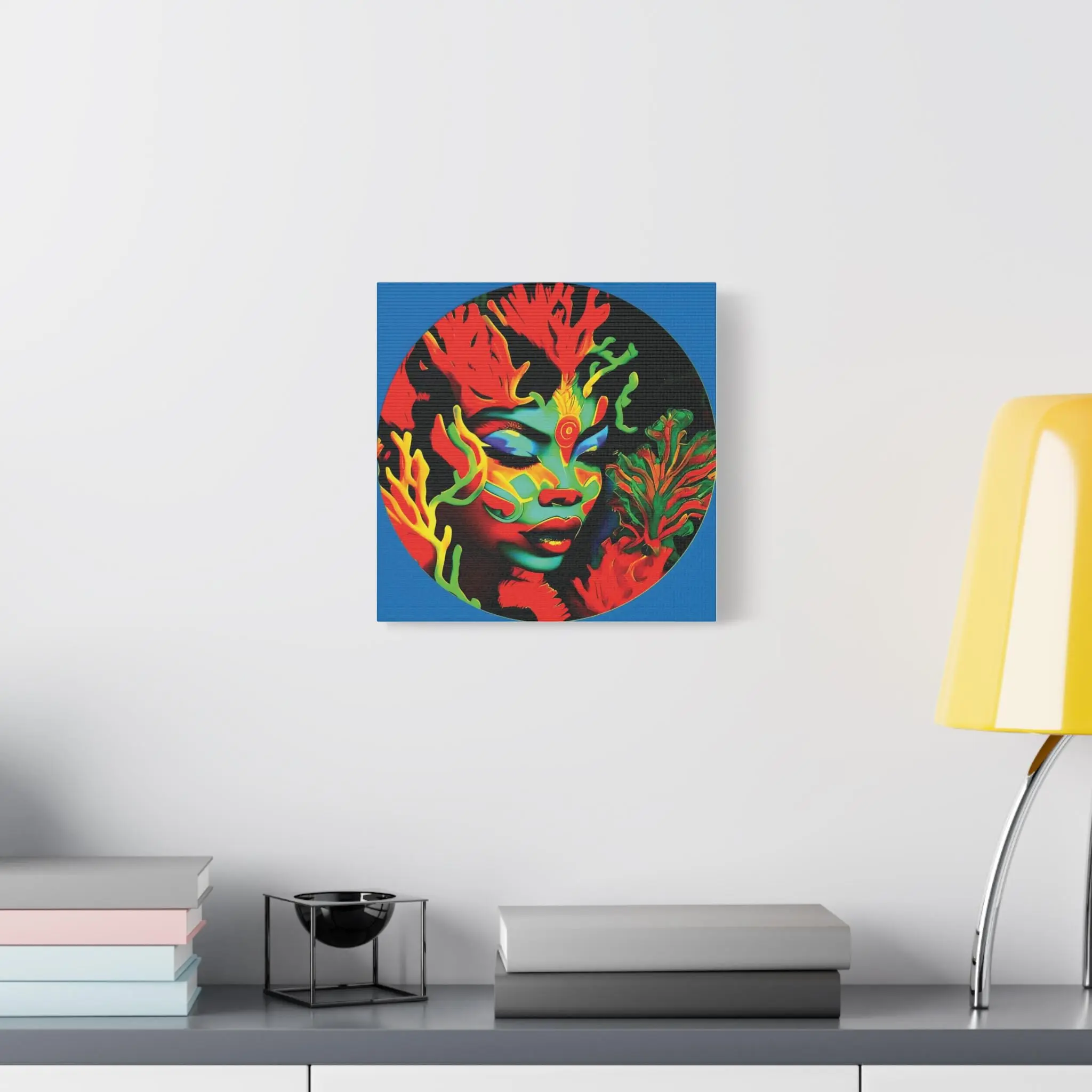 Coral Girl Circle - Canvas Wall Art