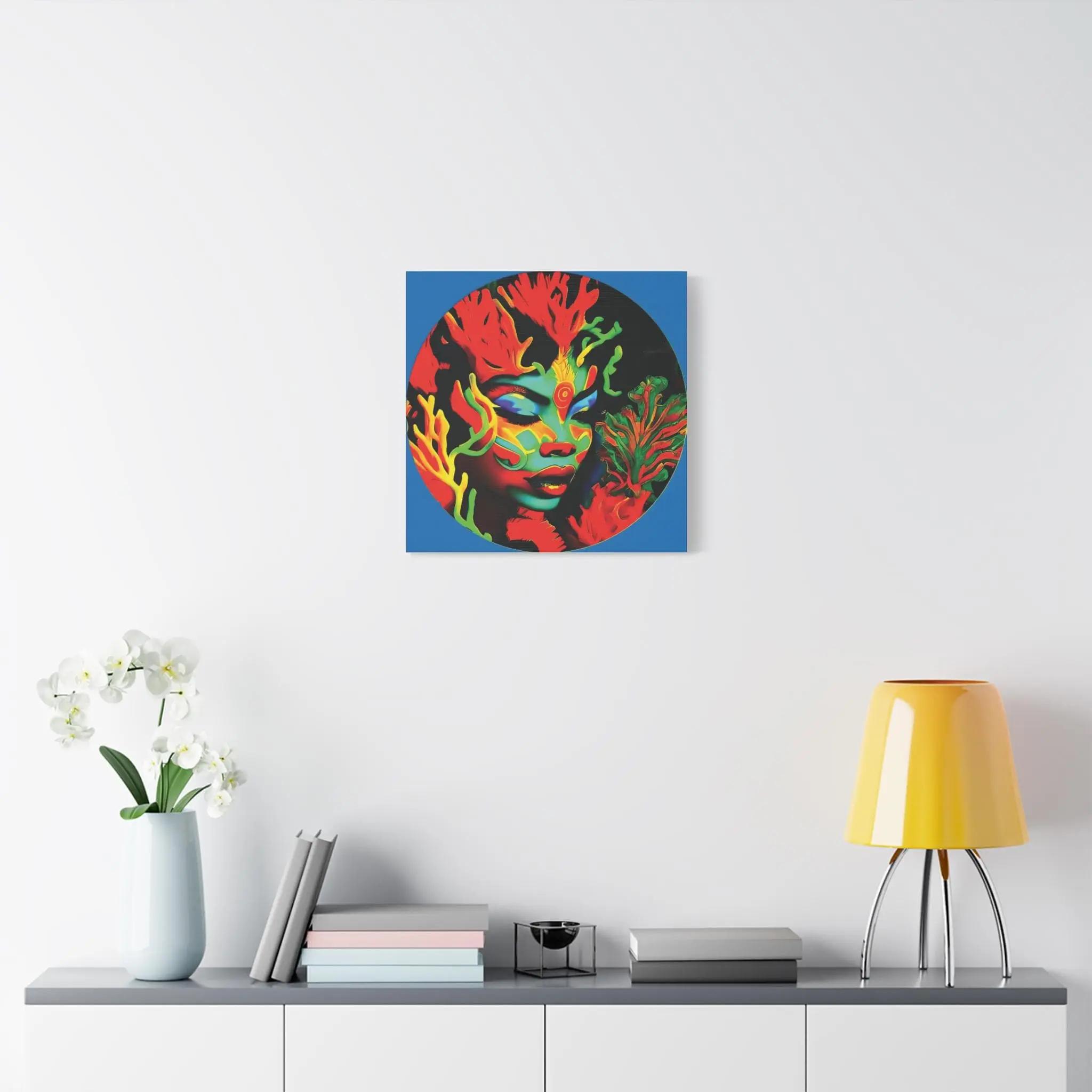 Coral Girl Circle - Canvas Wall Art