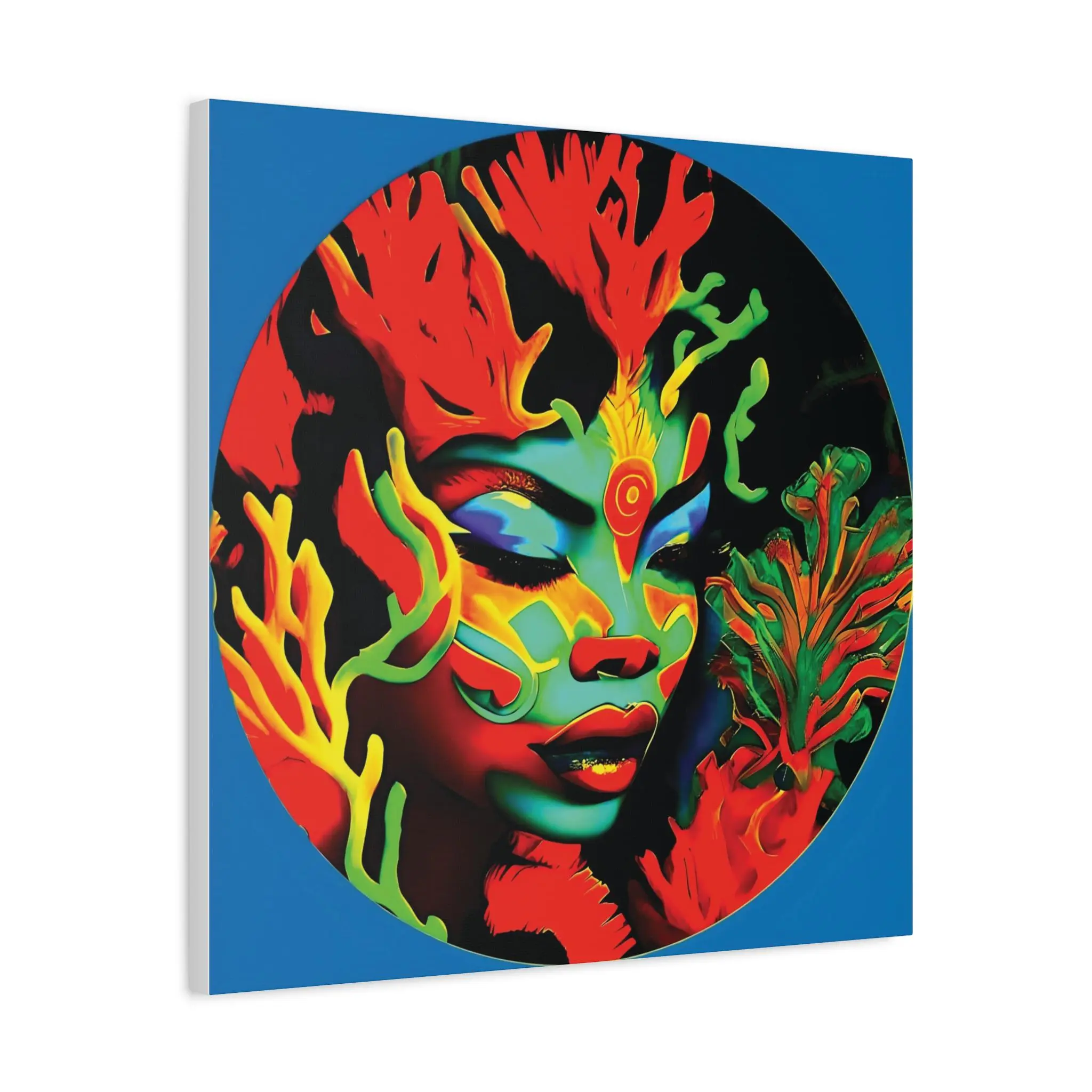 Coral Girl Circle - Canvas Wall Art