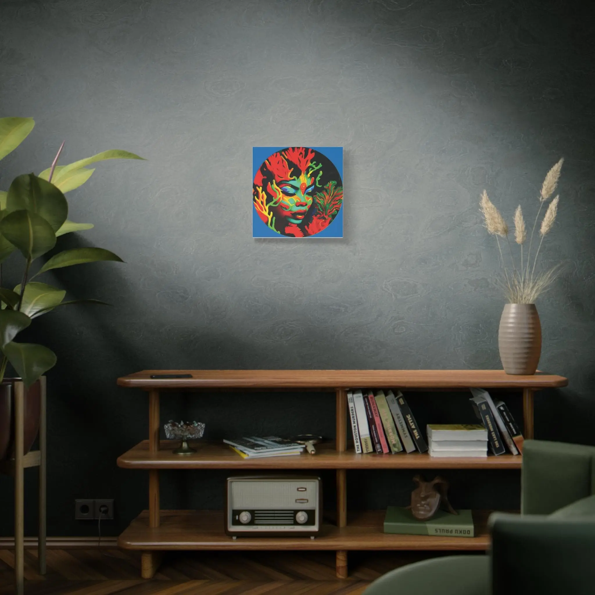 Coral Girl Circle - Canvas Wall Art