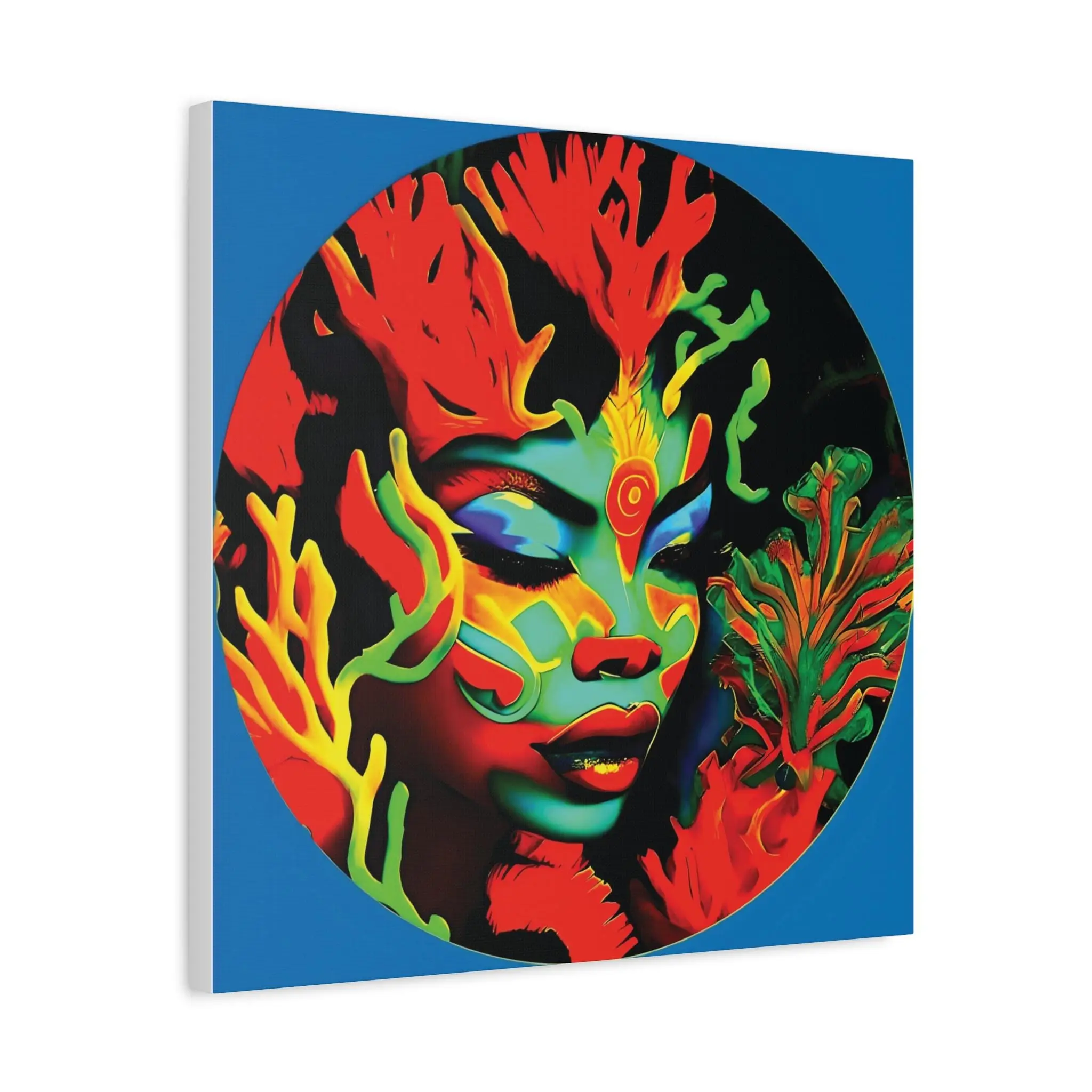 Coral Girl Circle - Canvas Wall Art