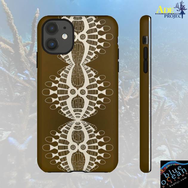 Abstract Urchin Brown iPhone Tough Case - Walt Smith Fiji Ocean Art - Supports ADE Reef Restoration