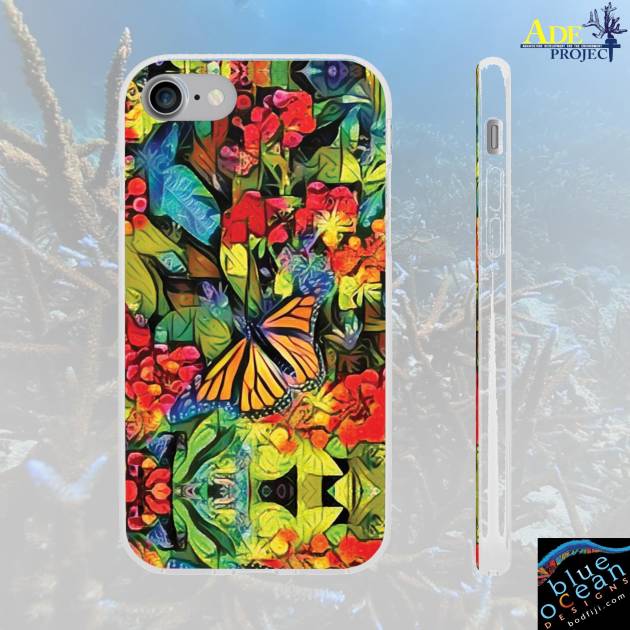 Monarch Garden iPhone Flexi Case - Walt Smith Fiji Ocean Art - Supports ADE Reef Restoration