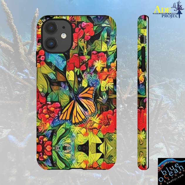 Monarch Garden iPhone Tough Case - Walt Smith Fiji Ocean Art - Supports ADE Reef Restoration