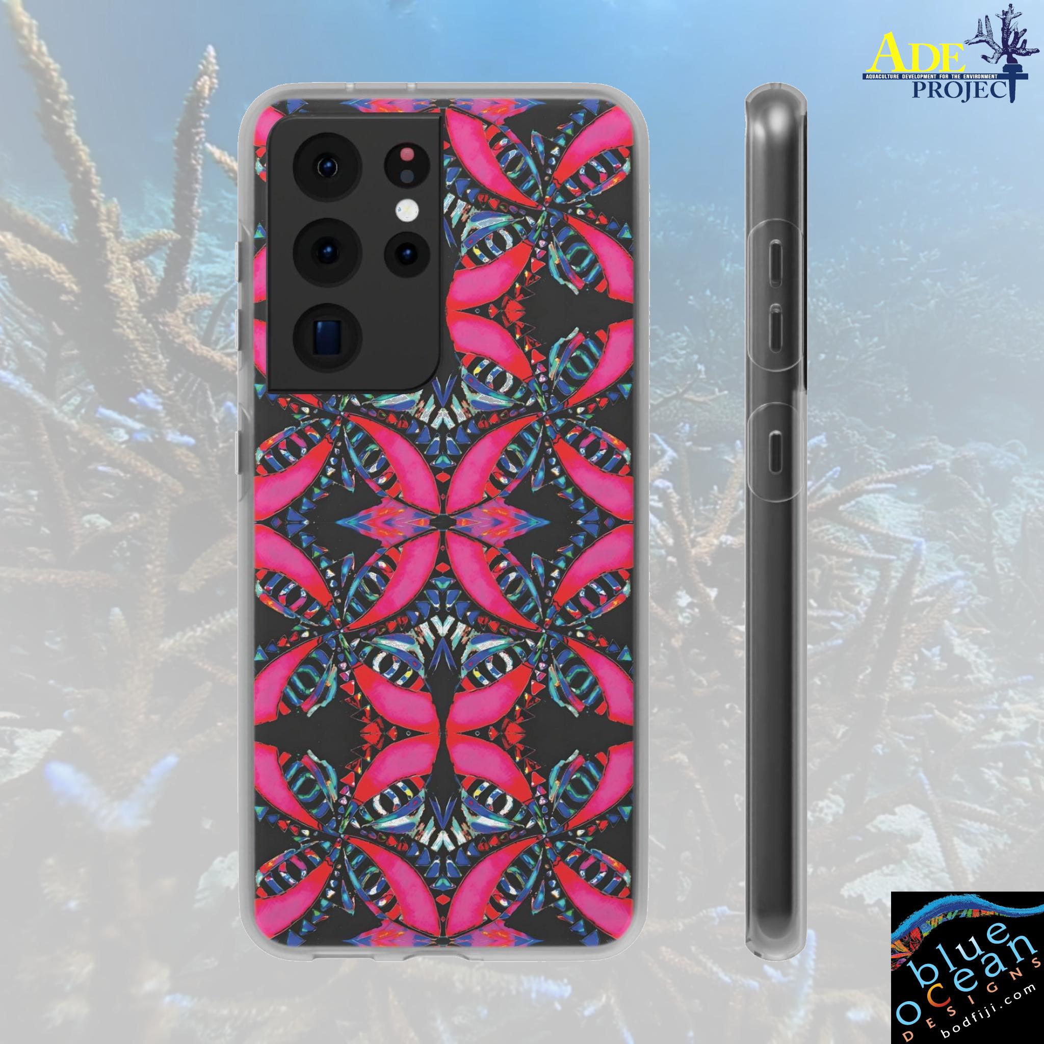 Pink on Black Android Flexi Case - Walt Smith Fiji Ocean Art - Supports ADE Reef Restoration