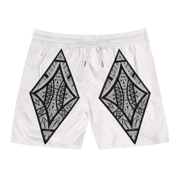 Tribal Diamond Pattern Swim Shorts | Men's Mid-Length Swim Shorts