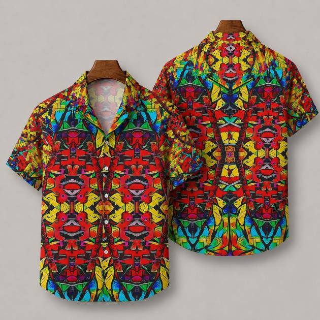 Vibrant Kaleidoscope Pattern Hawaiian Shirt | Men's Button-Up