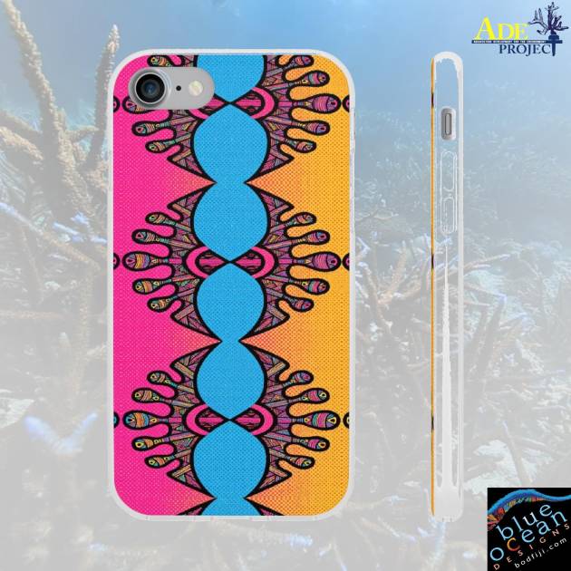 Abstract Urchin Color iPhone Flexi Case - Walt Smith Fiji Ocean Art - Supports ADE Reef Restoration