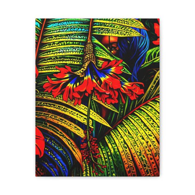 Tropical Hibiscus Floral Matte Canvas | Stretched Wall Art 1.25"